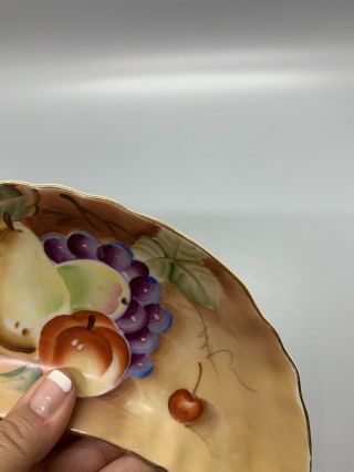 Vintage LEFTON China Trinket Candy Nut Dish Hand Painted Fruit Gold Trim 2