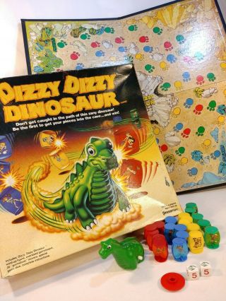 1987 Dizzy Dizzy Dinosaur Pressman Board Game 9100 Vintage No Instructions