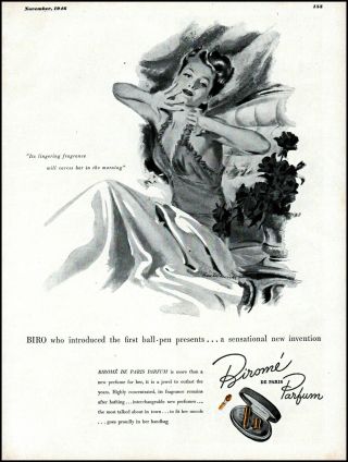 1946 Woman Lingerie Bed Biro De Paris Parfum Perfume Vintage Art Print Ad Adl23