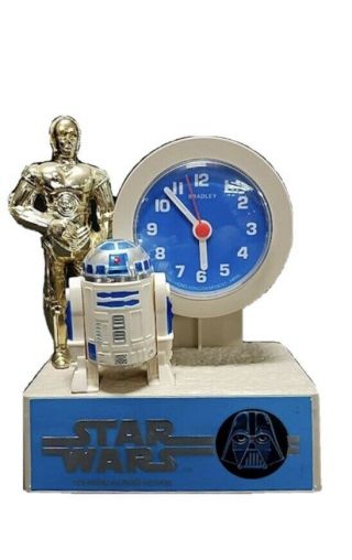 Vintage 1980 Star Wars C3po R2 - D2 Quartz Talking Alarm Clock - Bradley Jb