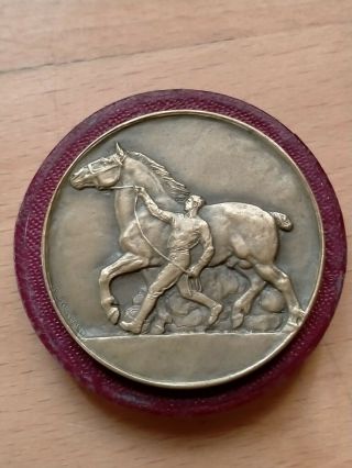 Antique French Agricultural Bronze Medal Percheron Horse Coin Dubois Heavy Horse