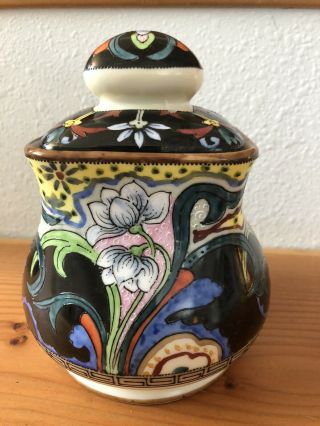Vintage Art Deco Noritake Japan Hand Painted Biscuit Or Tobacco Jar