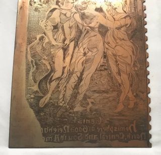 Antique Copper Metal Printing Plate Advertising Pan American Union 3 Cent Stamp 3