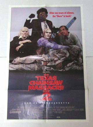 Vintage Texas Chainsaw Massacre Part 2 Movie Poster 27x41 Breakfast Club 1 - Sheet