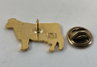 Vintage BLACK & WHITE Enamel HOLSTEIN Dairy COW Lapel Pin SIGNED A&M Gold Tone 3