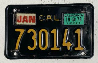 California 1978 Motorcycle License / Number Plate
