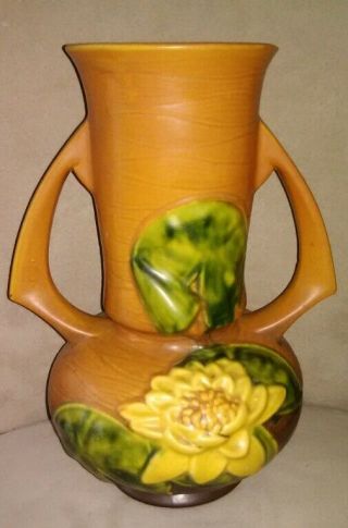 Vintage Roseville Pottery Water Lily Vase 81 - 12