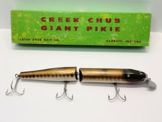 Vintage Creek Chub Giant Pikie Jointed Muskie Wood Fishing Lure