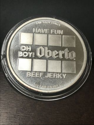 Vtg 75th Annivesary Oh Boy Oberto Beef Jerky 1 Oz.  999 Silver Art Round Coin100