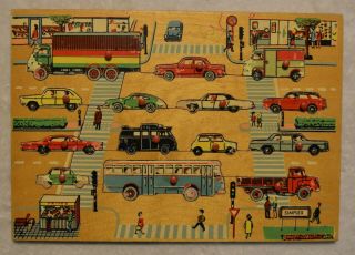 Vintage Simplex Wooden Car Puzzle Holland