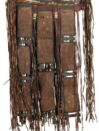 Old African Tuareg woven straw leather decoration panel Sahara Niger Mali 3