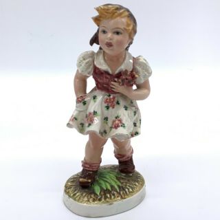 Vtg Italy Carlo Mollica Girl Doll With Flowers Porcelain Figurine Capodimonte