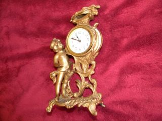 Antique Gilt Bronze Mantel Clock Cherub 2
