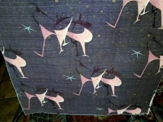 Vintage Barkcloth Abstract Mid Century Modern Best Eames Era Fabric Remnant