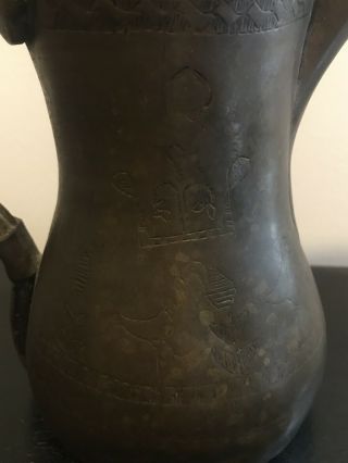 Old Antique Islamic Arabic Syrian Dallah Copper Coffee Pot Bedouin Omani READ 2