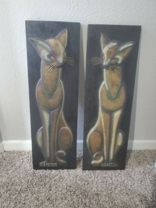 Siamese Cat Wall Art Plaques - Mid Century Modern Arabesque - Burwood Products