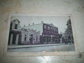 Vintage 1924 Postcard Peoples National Bank & Buildings Denton Md Maryland
