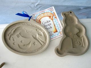 2 Vintage Brown Bag Cookie Art Mold Ghost & Cow 1990 Hill Design