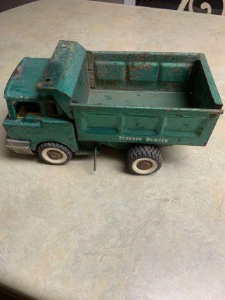 Vintage Structo Pressed Steel Toy Green Dumper Dump Truck