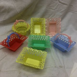 7 Vintage Small Plastic Candy Baskets Colorful By Best In Usa