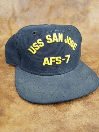Uss San Jose Afs - 7 Black Snapback Era Baseball Cap Us Navy Combat Stores