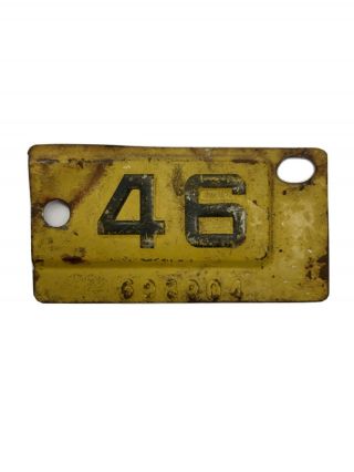 Vintage 1946 46 License Plate Registration Tag Vehicle 698904