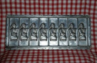Antique Chocolate Mold American Indians Stamped Heavy Metal Candy Plaque
