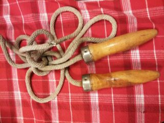 Vintage Jump Rope Wood Handles Made In Usa 7.  5 Feet Guc