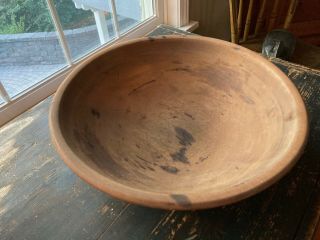 Large Antique WOODEN Primitive Dough Bowl 18 