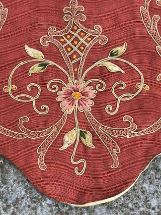 Arts & Crafts Antique Embroidered Linen Mission Table Runner Stickley Era 48”