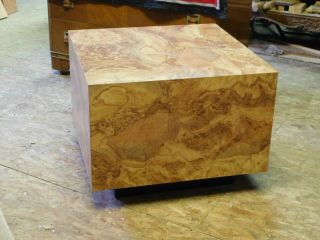 Vintage Mid Century Modern Burl Wood Baughmann Cube Sofa Accent End Table Mcm