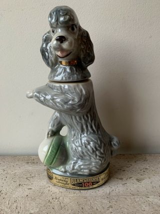1970 " Penny " The Grey Poodle Jim Beam Vintage Decanter - Green Striped Ball