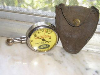 Vintage Us Model A Ford Tire Gauge Good Antique Pouch Tool Kit Display