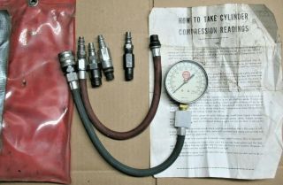 Vintage Mac Tools Gas Engine Cylinder Compression Tester With Fittings