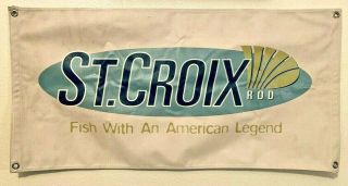 Vintage St.  Croix Fishing Rod Canvas Banner Dealer Store Display Sign 36 " X 18 "