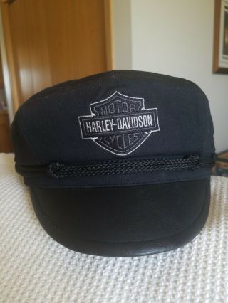 Harley Davidson Motorcycles Logo Captain Biker Black Cap Hat Size Medium