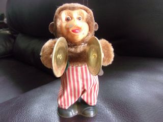 Vintage Wind Up Standing Monkey With Cymbals Toy,  China,