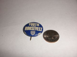 Vintage Youth For Franklin Roosevelt Fdr Pin Pinback Button Green Duck