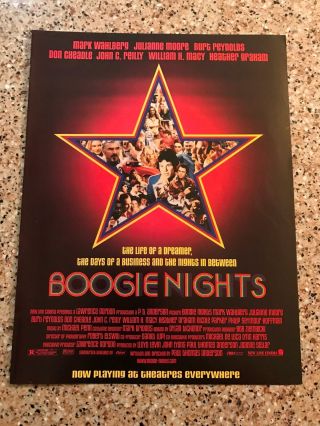 1997 Vintage 8x11 Movie Promo Print Ad For Boogie Nights With Mark Wahlberg