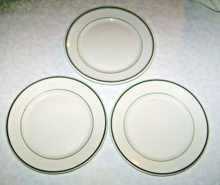 3 Vintage Pre War Green Stripe Restaurant Ware Plates By Carr China Grafton Wv.