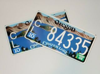 Oregon Crater Lake Speciality License Plate Matched Pair Cl 84335 Exp Oct 2008