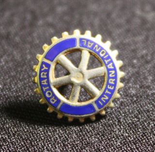 Vintage Rotary Club Enamel Lapel Pin,  Blue And Gold Tone With Pin Back