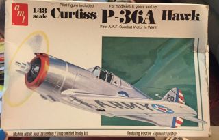 Vintage Amt 1/48 T645 Curtis P36a Hawk Plastic Model Kit
