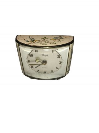 German Vintage Kienzal Miniature Desk Clock.  Art Deco Mid Century Birds Great