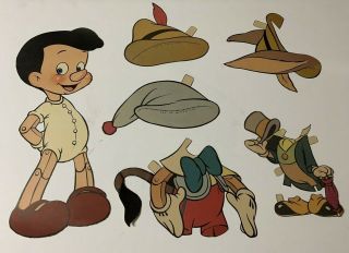 Vintage Walt Disney Pinocchio & Jiminy Cricket Paper Doll Cut - Out Clothing Toy