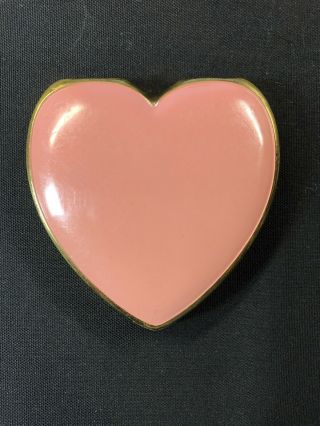 Vintage Pink Heart Shaped Brass Compact By Hingeco Compac