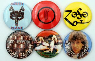 Led Zeppelin And Robert Plant Badges 6 X Vintage Led Zeppelin Pin Badges