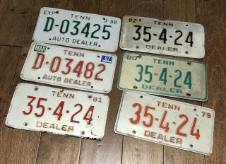 1979 1980 1981 1982 1987 1988 Tennessee Dealer License Plates