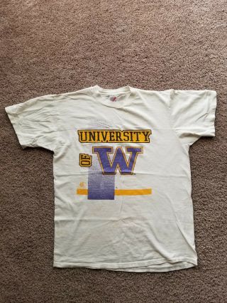Vintage 80s Jerzees University Of Washington Huskies Shirt Size L