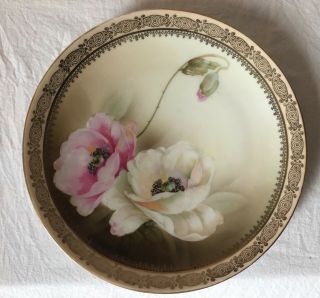 Vintage C.  S.  Prussia China Hand Painted Roses & Gold Gilding Decorated Plate